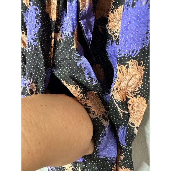 HOFMAN COPENHAGEN Purple Black Floral Elise Print Ruffles Mini Dress Size 42 - Picture 9 of 14